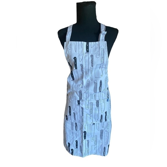 NOW DESIGNS Print Apron 27” x 32”L 29” Tie Black & White 100% Cotton NEW - Picture 10 of 14